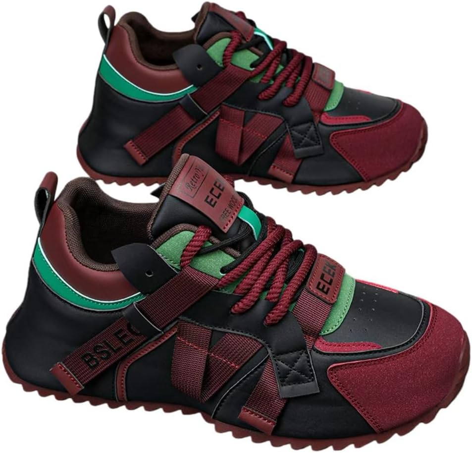 

Мужские стильные кроссовки в уличном стиле с контрастными вставками, удобные, нескользящие, прочные, с толстой подошвой, подходят для активного отдыха на улице Generic, черный/красный