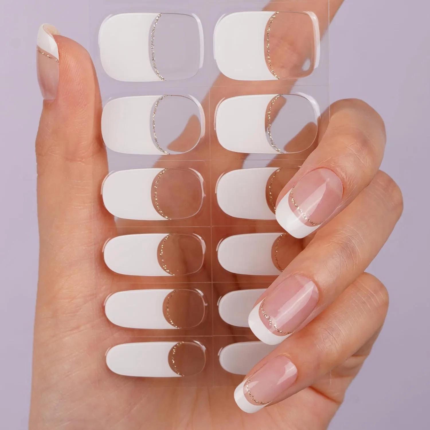 Гель-полоски DANNI & TONI French Tips, 28 штук, с блестками Danni & Toni, Chic Line