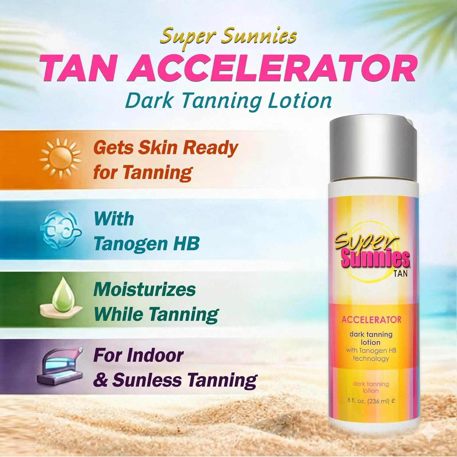 Лосьон для загара Super Sunnies Tan Accelerator 8 унций — фото 4