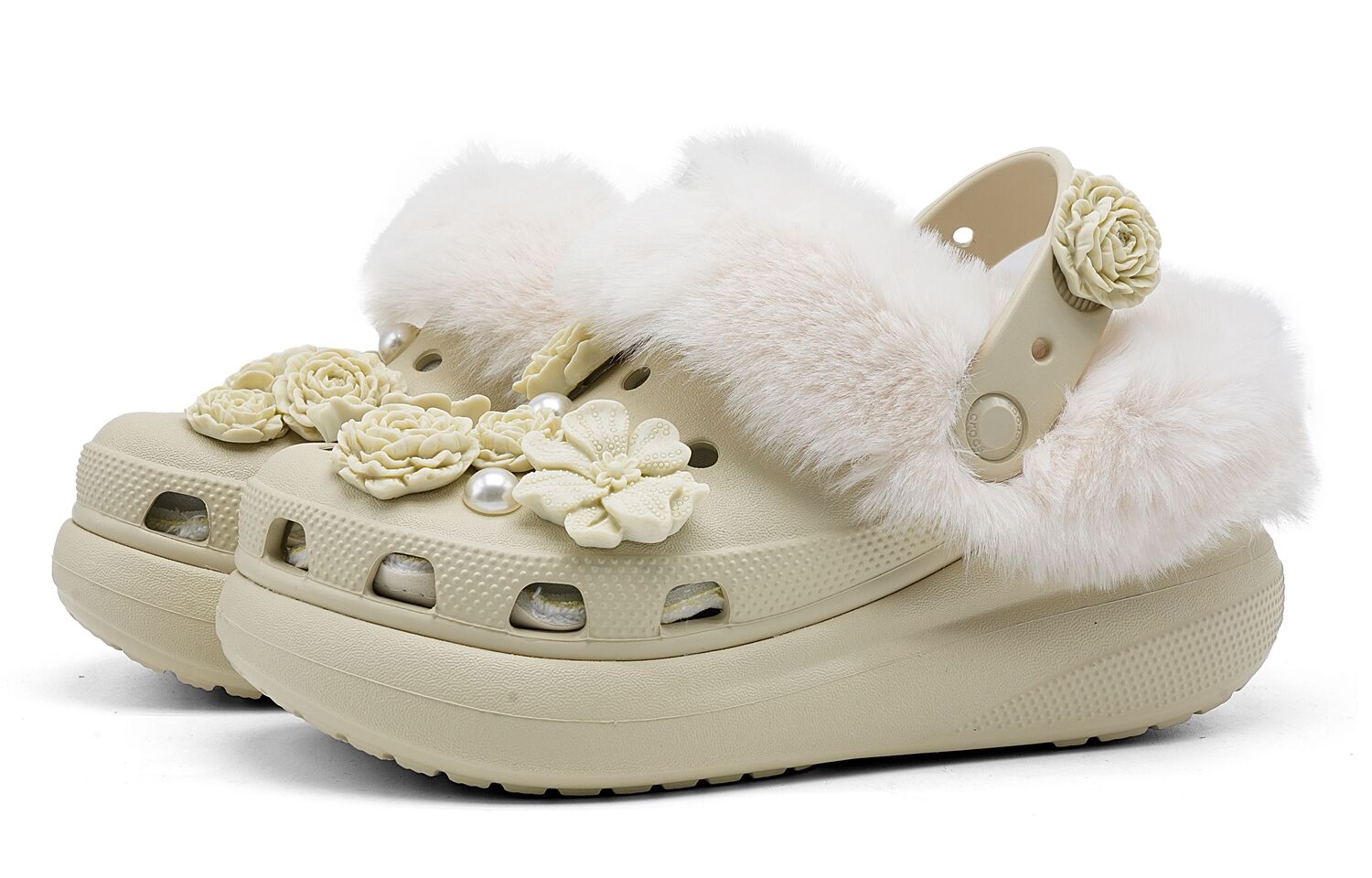 Классические сабо Wondrous Brush Blossoms Clogs Unisex костяной белый Crocs, Bone белый — фото 4