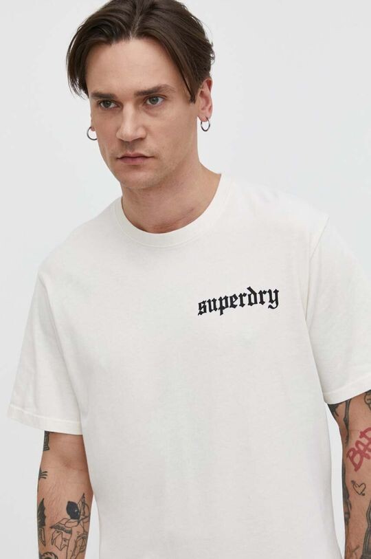 

Хлопковая футболка Superdry, бежевый