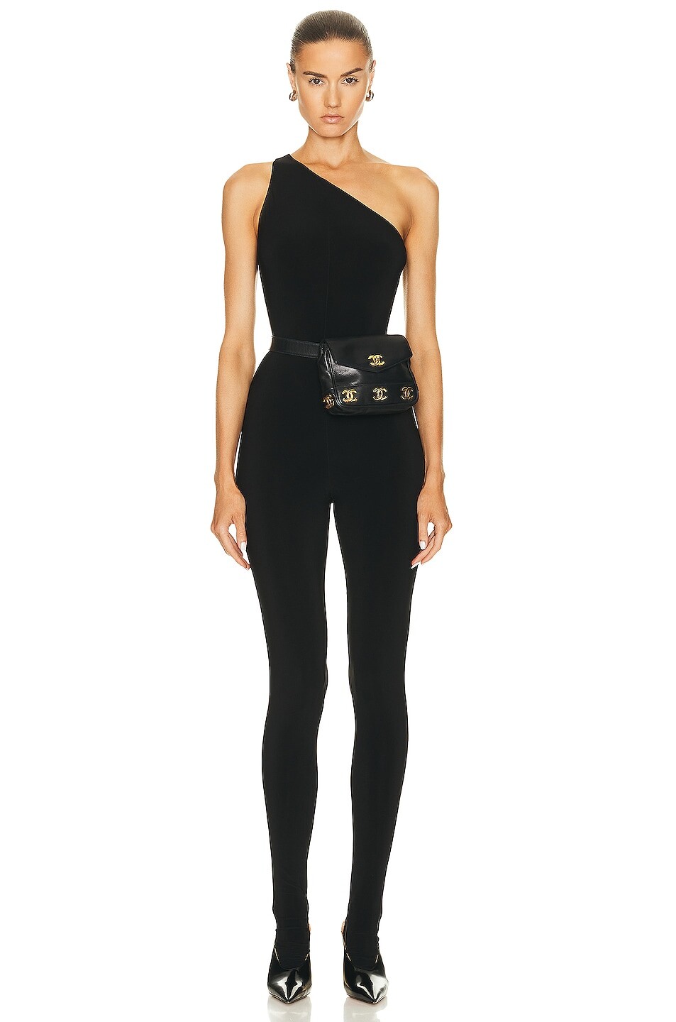 

Комбинезон Norma Kamali One Shoulder Footie Catsuit, черный