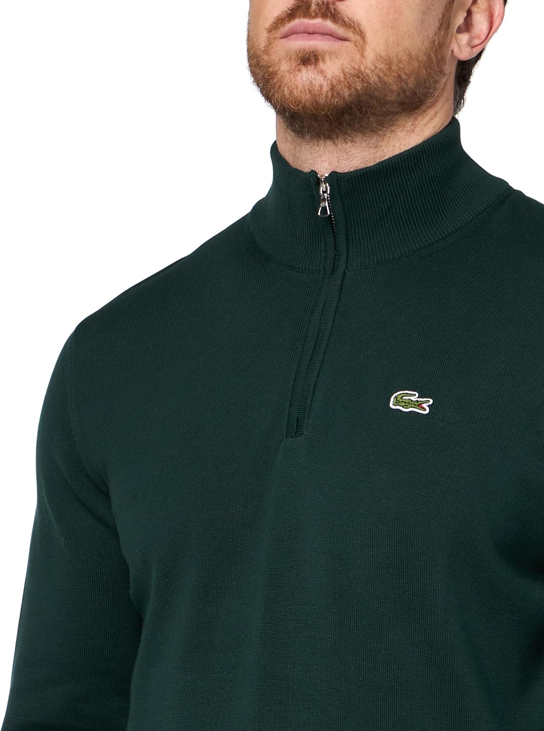 Lacoste мужской застегивающийся на молнию высокий воротник хлопковый свитер, Sinople — фото 3