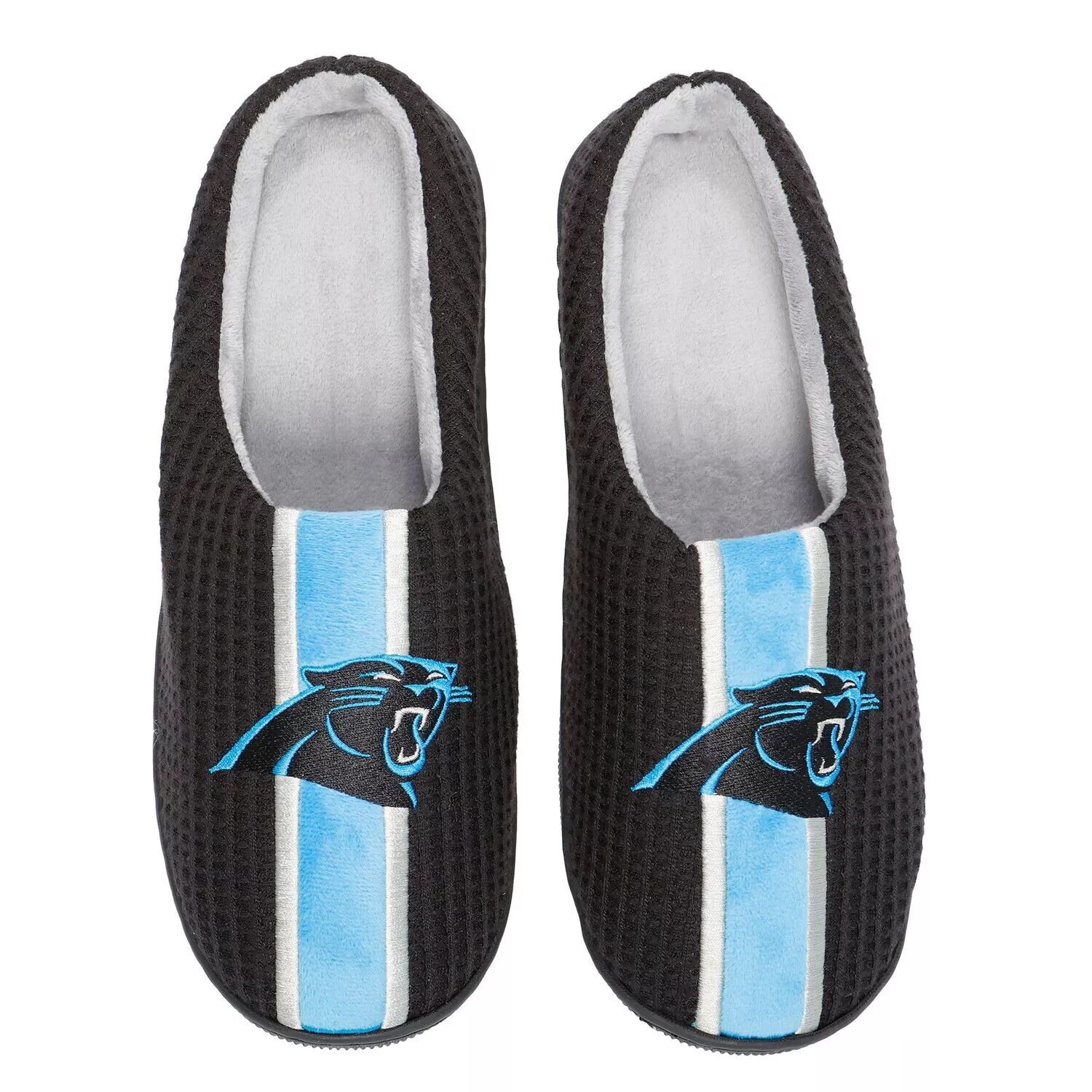 

Мужские шлепанцы из пены с эффектом памяти FOCO Black Carolina Panthers Team Stripe