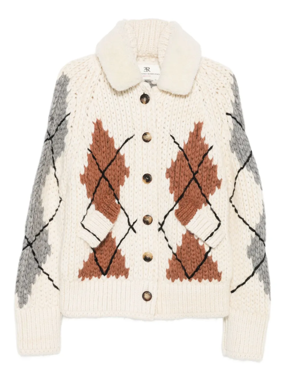 

Кардиган с меховым воротником Ermanno Scervino, нейтральный