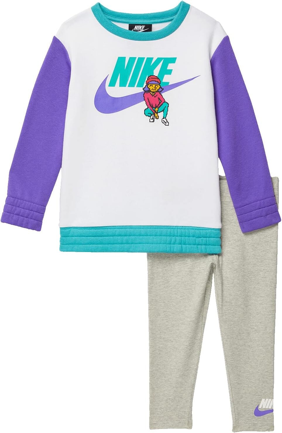 

Детский набор Nike Crew Neck Sweatshirt and Leggings Set, цвет Grey Heather