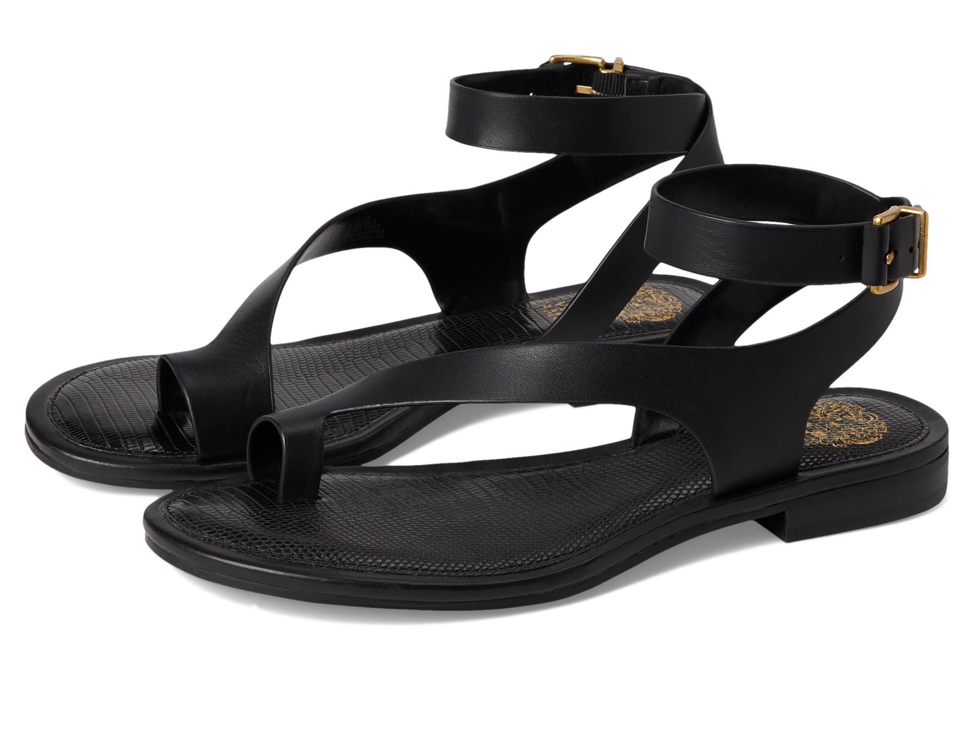 Сандалии Vince Camuto Liba Toe Loop Wrap Flat Sandals, черный
