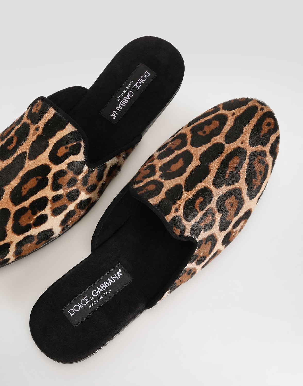 Тапочки из пони с леопардовым принтом DOLCE & GABBANA, мультиколор — фото 4