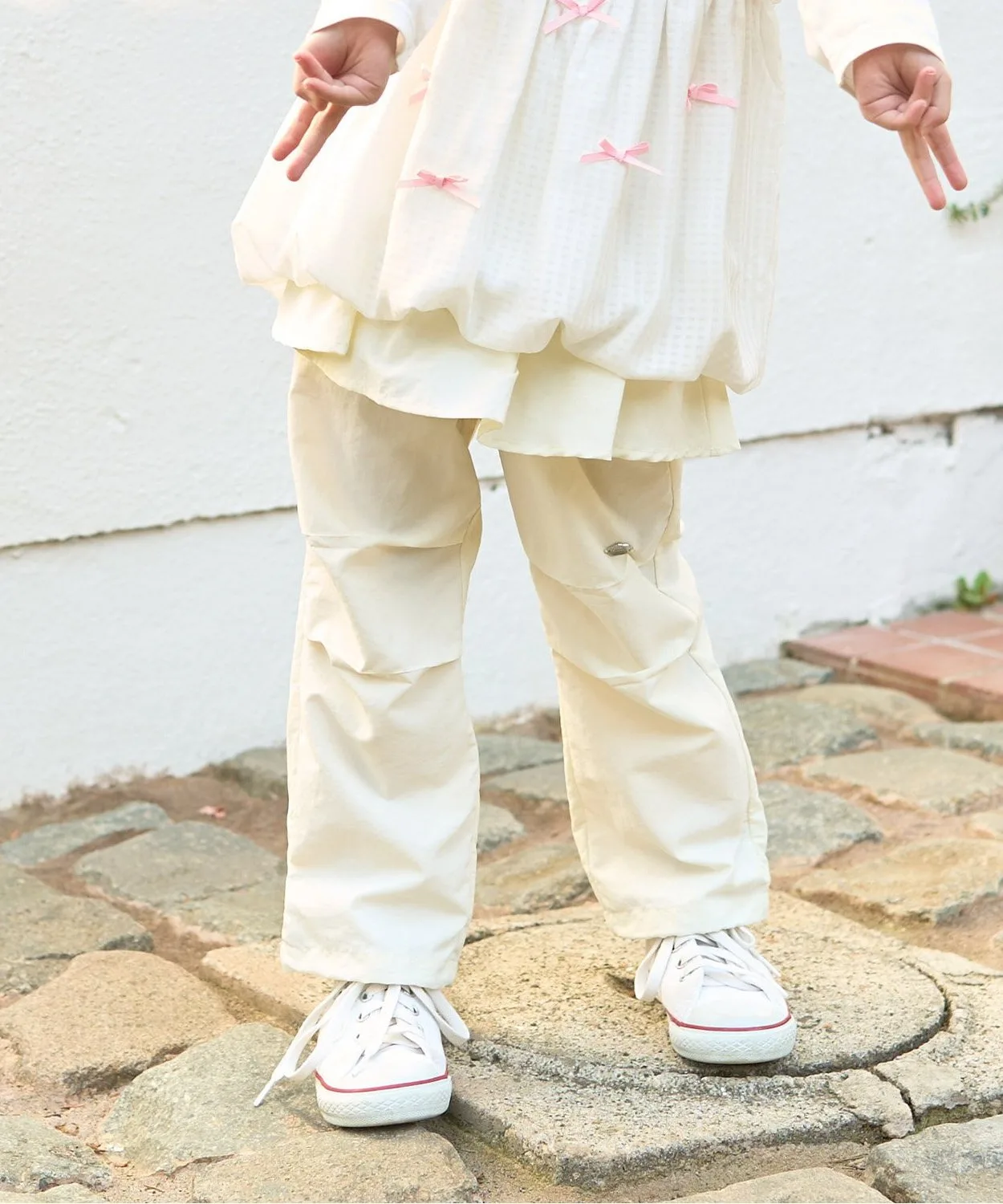 Детские штаны-юбка с водоотталкивающей пропиткой Lycee mine Layered Skirt Pants айвори