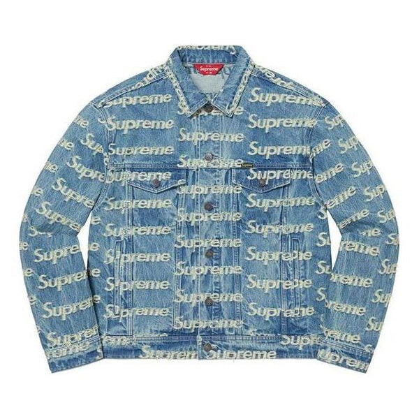 

Куртка frayed logos denim trucker jacket 'teal white' Supreme, мультиколор