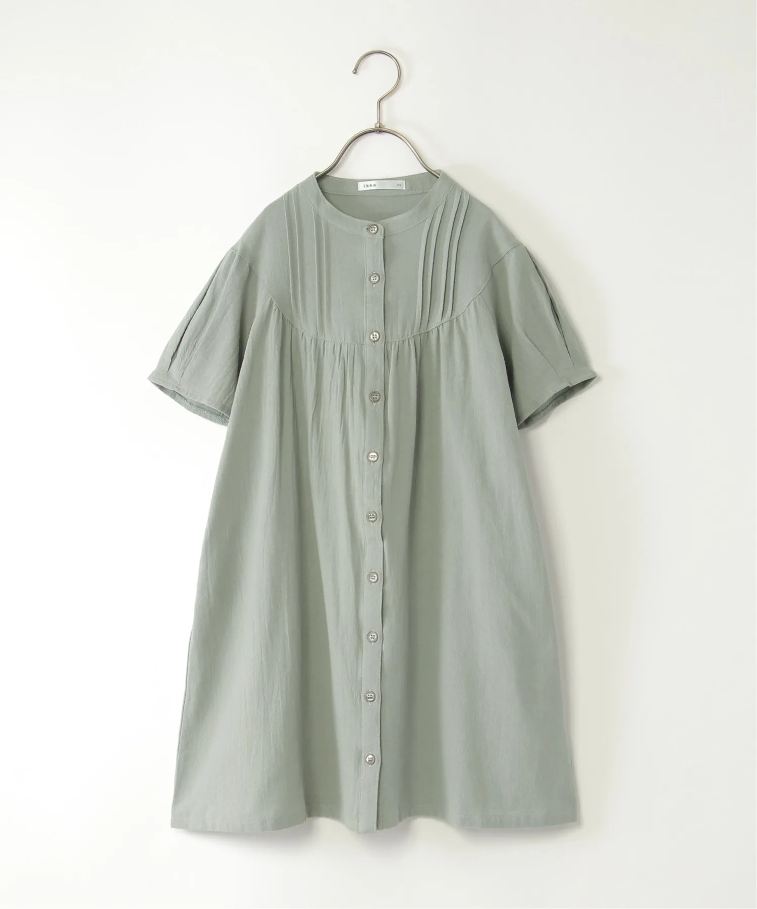 Детское платье-рубашка с передним разрезом ikka Front Open Dress зеленое — фото 2
