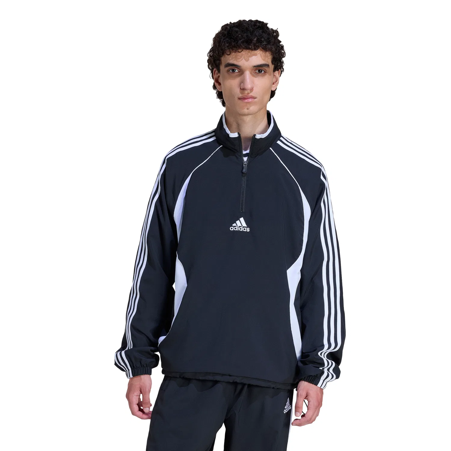 Мужской свитшот на молнии Adidas Teamgeist, чёрно-белый — фото 4