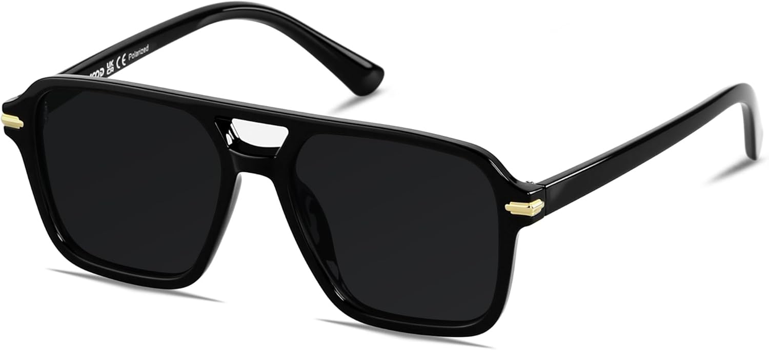 

Поляризованные солнцезащитные очки-авиаторы ANDWOOD для женщин и мужчин в стиле ретро 70-х, 80-х, 90-х годов. Модные квадратные очки-пилоты в винтажном стиле, Super Dark Black | Polarized Category 4 Lens