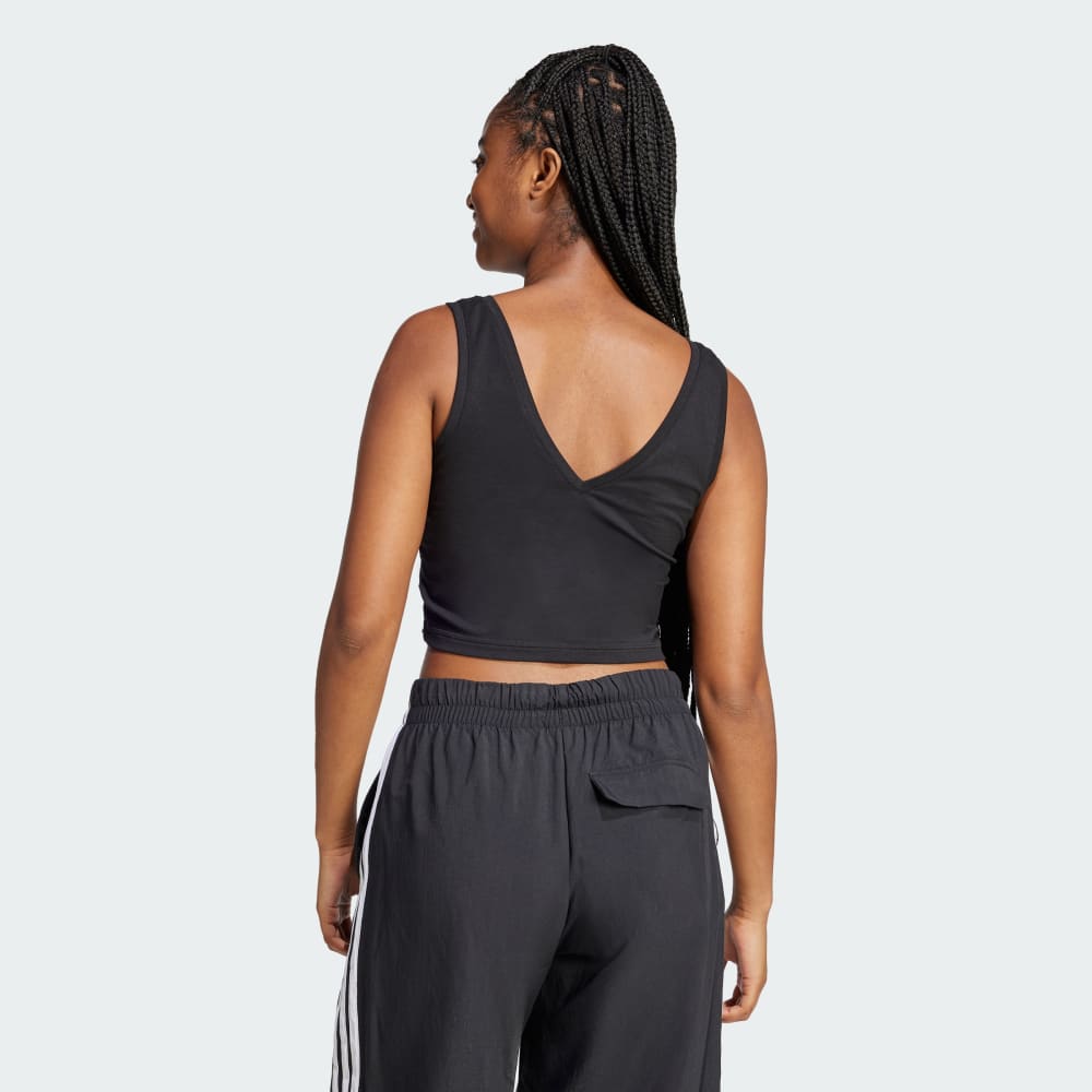 Спортивный топ Adidas Essentials Small Logo Cotton Lifestyle Tank Top, черный/белый — фото 2