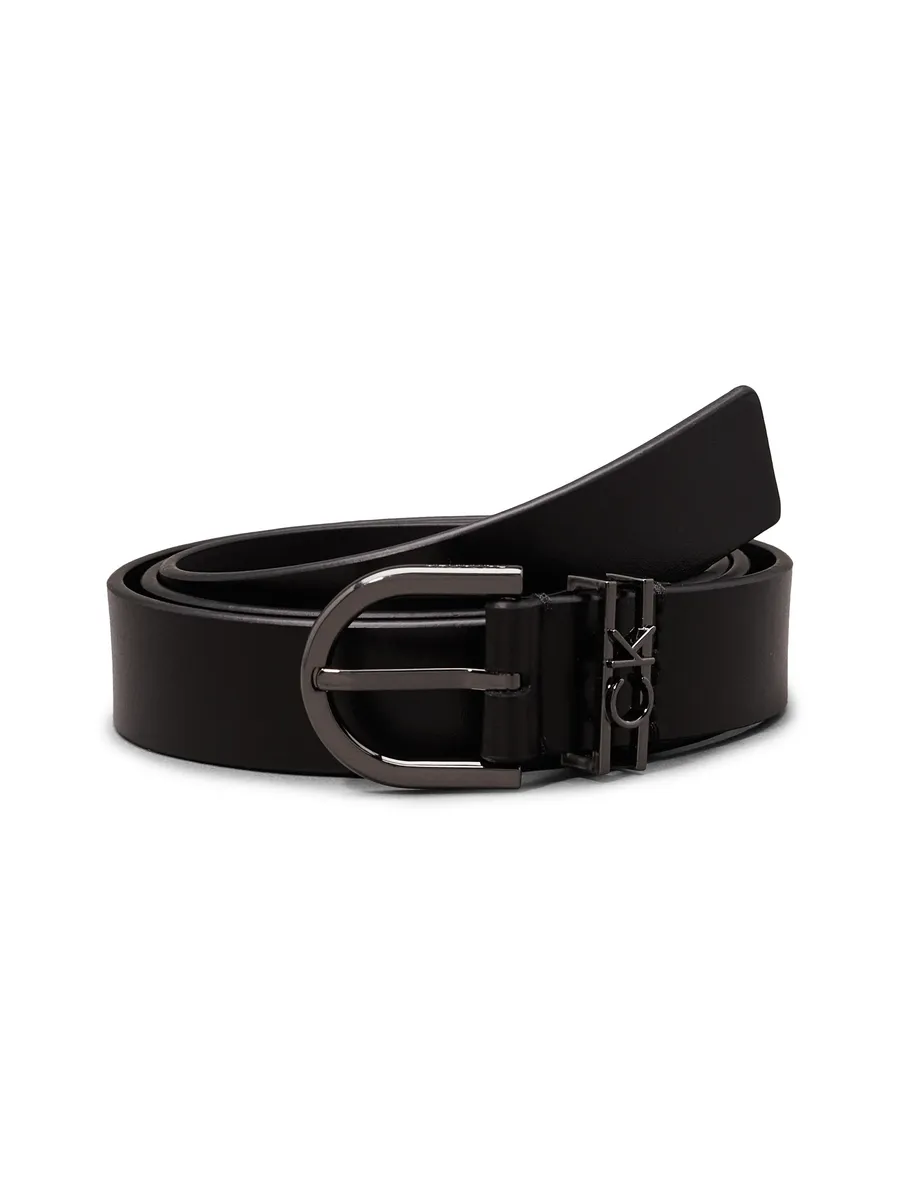 

Кожаный ремень Calvin Klein "CK LOOP RND BUCKLE BELT 2,5CM", с тисненым логотипом, цвет Ck Black