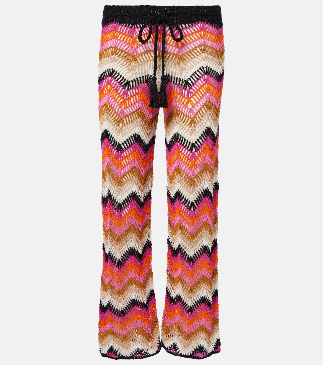 

Хлопковые крючком широкие брюки Anna Kosturova, Multi Stripes