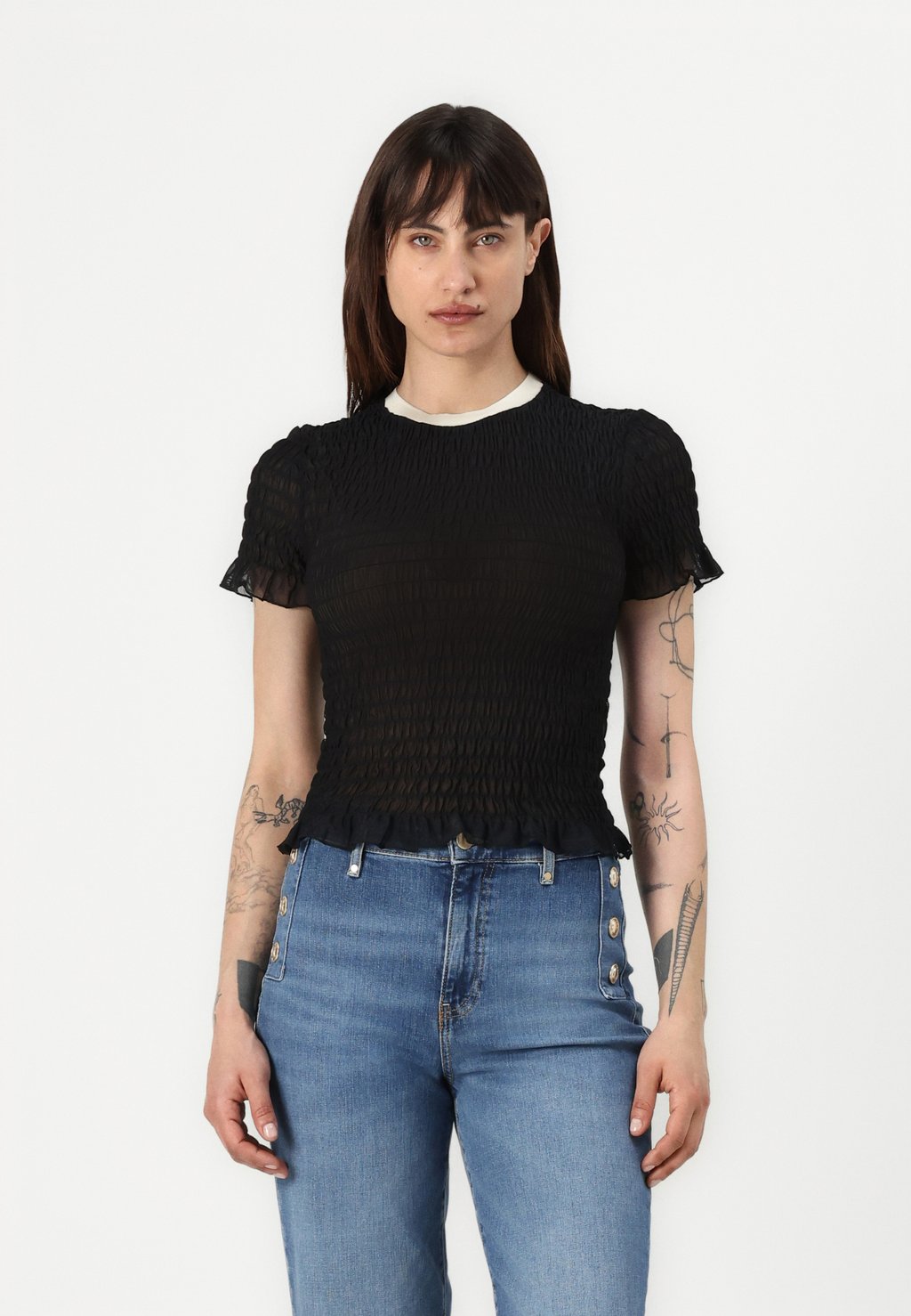 

Базовая футболка SMOCKED TEE Guess Originals, черный