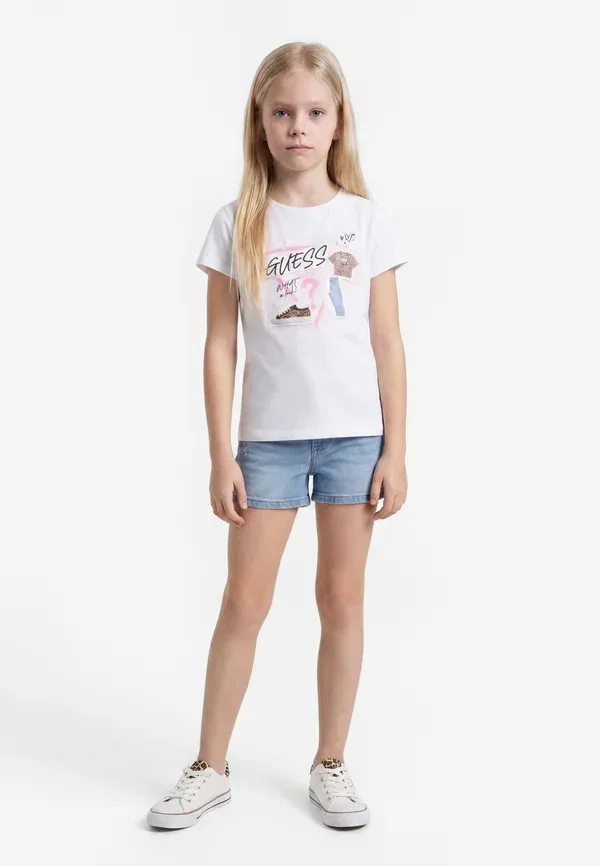 Футболка детская Guess, Kids teens ss t-shirt_logo print t-shirt, цвет чистый белый
