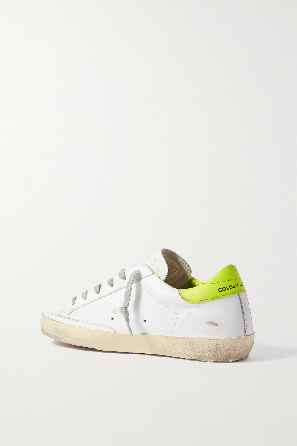 Кроссовки Golden Goose Superstar Distressed Leather, белый/серый/желтый — фото 2