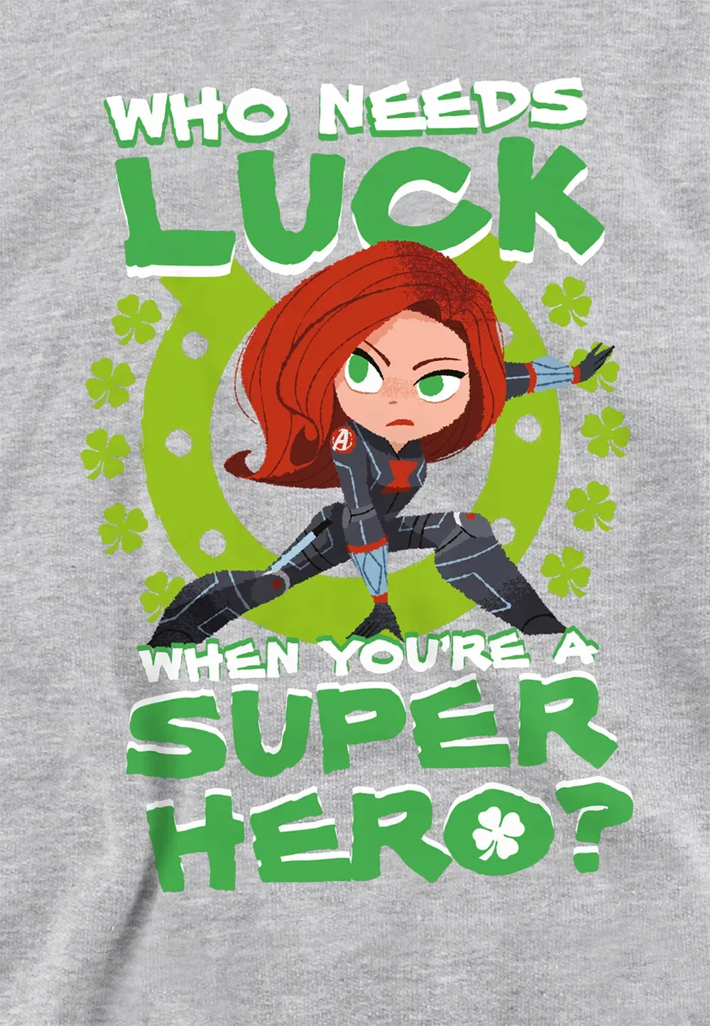 Детский худи Marvel Black Widow St Patrick's Day, серый — фото 2