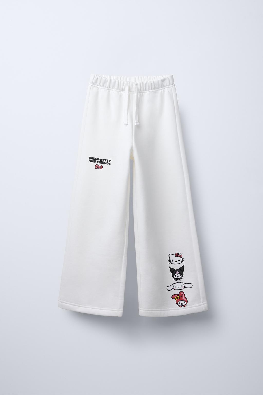 

Широкие брюки hello kitty and friends sanrio ZARA, устрично-белый