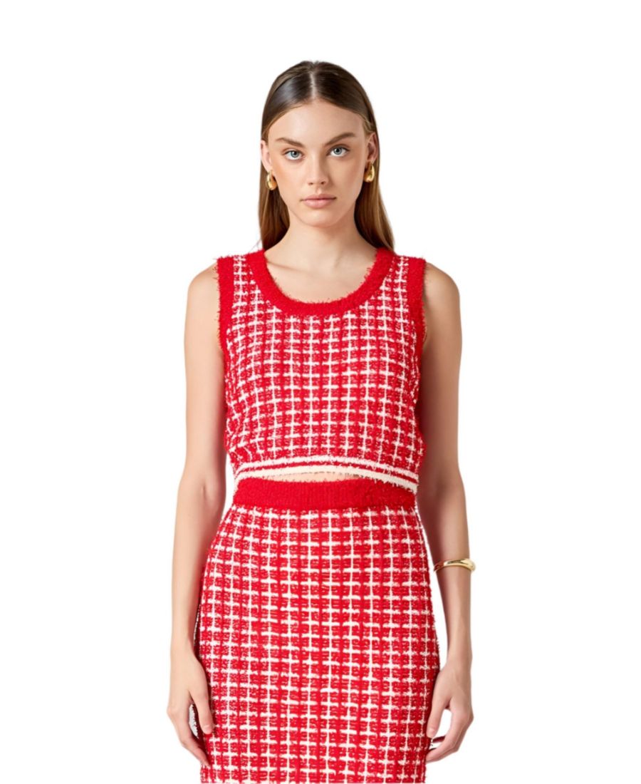 

Женский вязаный укороченный топ endless rose, Red/cream