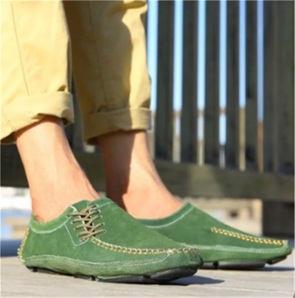 Лоферы мужские замшевые классические, Slip-Ons, зеленый UOPYNE — фото 4