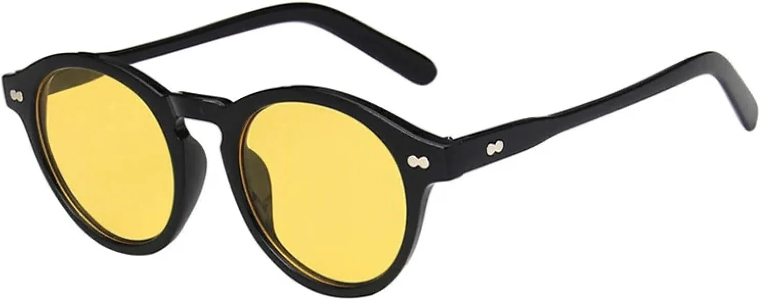 

Модные круглые солнцезащитные очки для женщин в винтажном стиле с линзами «конфетный» и для мужчин с защитой от УФ-излучения UV400 HHZZYVY, Black Yellow