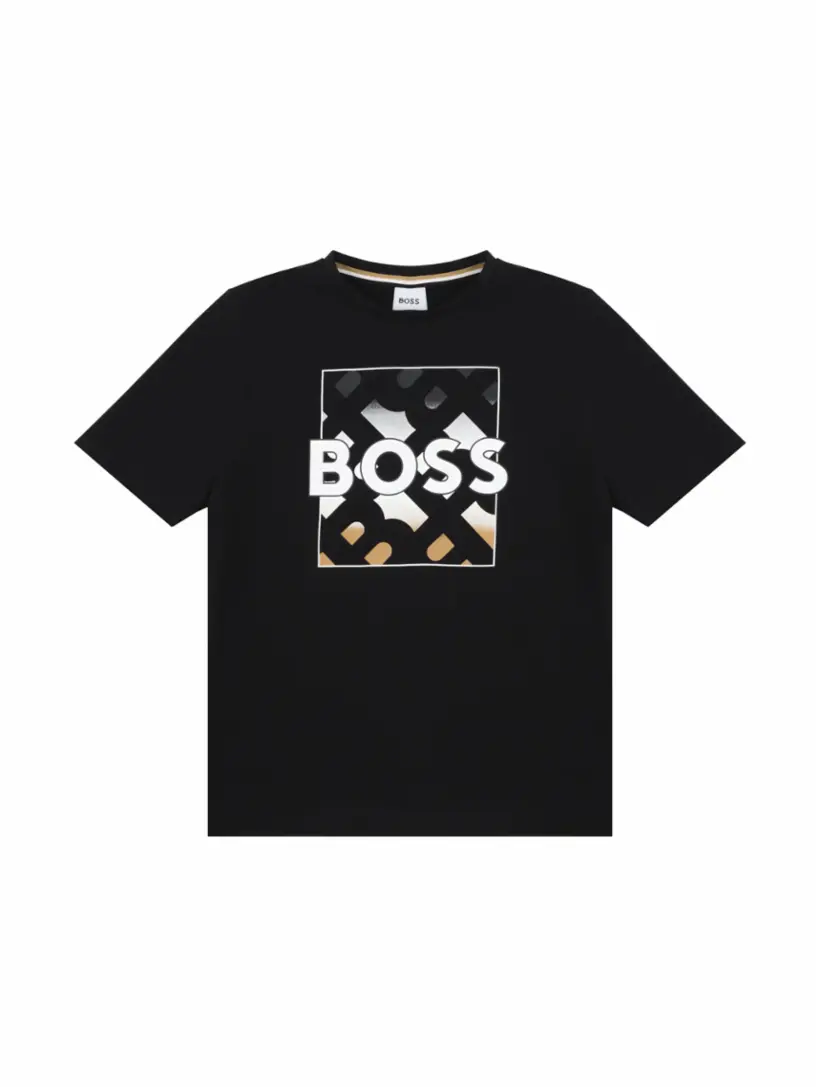 

Хлопковая футболка с логотипом BOSS, черный