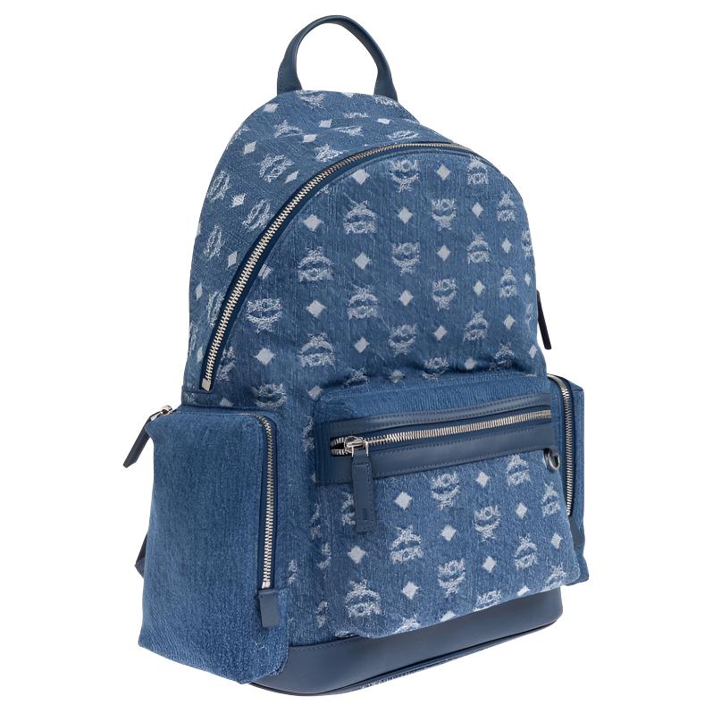 

MCM Стильный денимовый рюкзак мужской синий