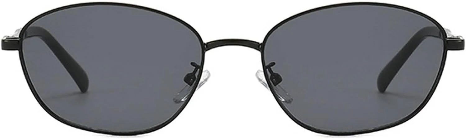 

Ретро-солнцезащитные очки «кошачий глаз» для мужчин и женщин в стиле 90-х, маленькая овальная металлическая оправа, защита от ультрафиолета UV400 mincl, Black