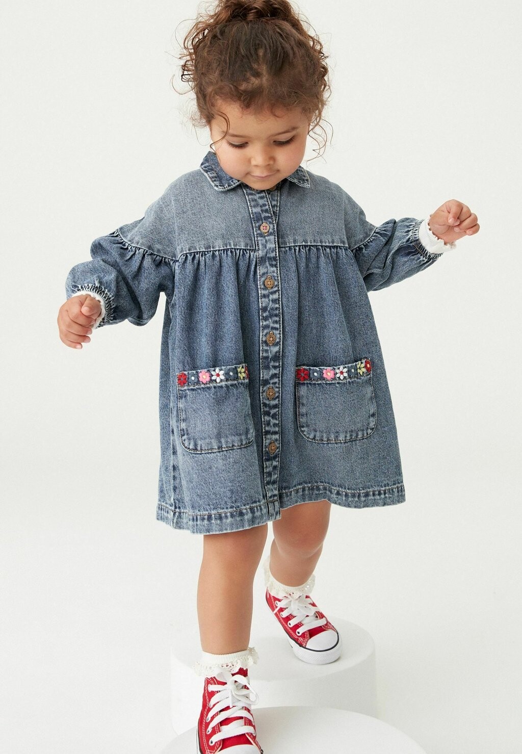 

Платье-блузка Next, цвет blue denim embroidered