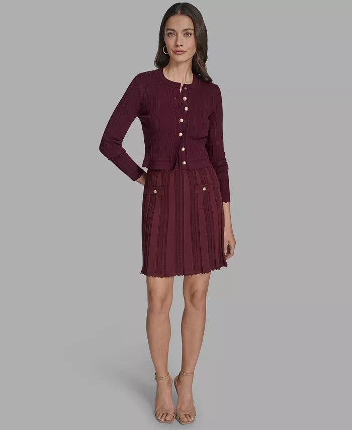 

Женский укороченный кардиган текстурированной вязки BCBG, красный