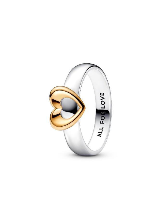 

Кольцо Pandora Radiant Two-tone Sliding Heart Ring, стерлинговое серебро/золото