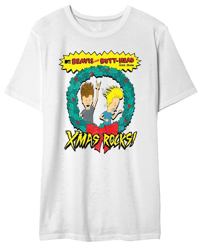 

Мужская футболка с рисунком Beavis Butthead Wreath AIRWAVES, белый