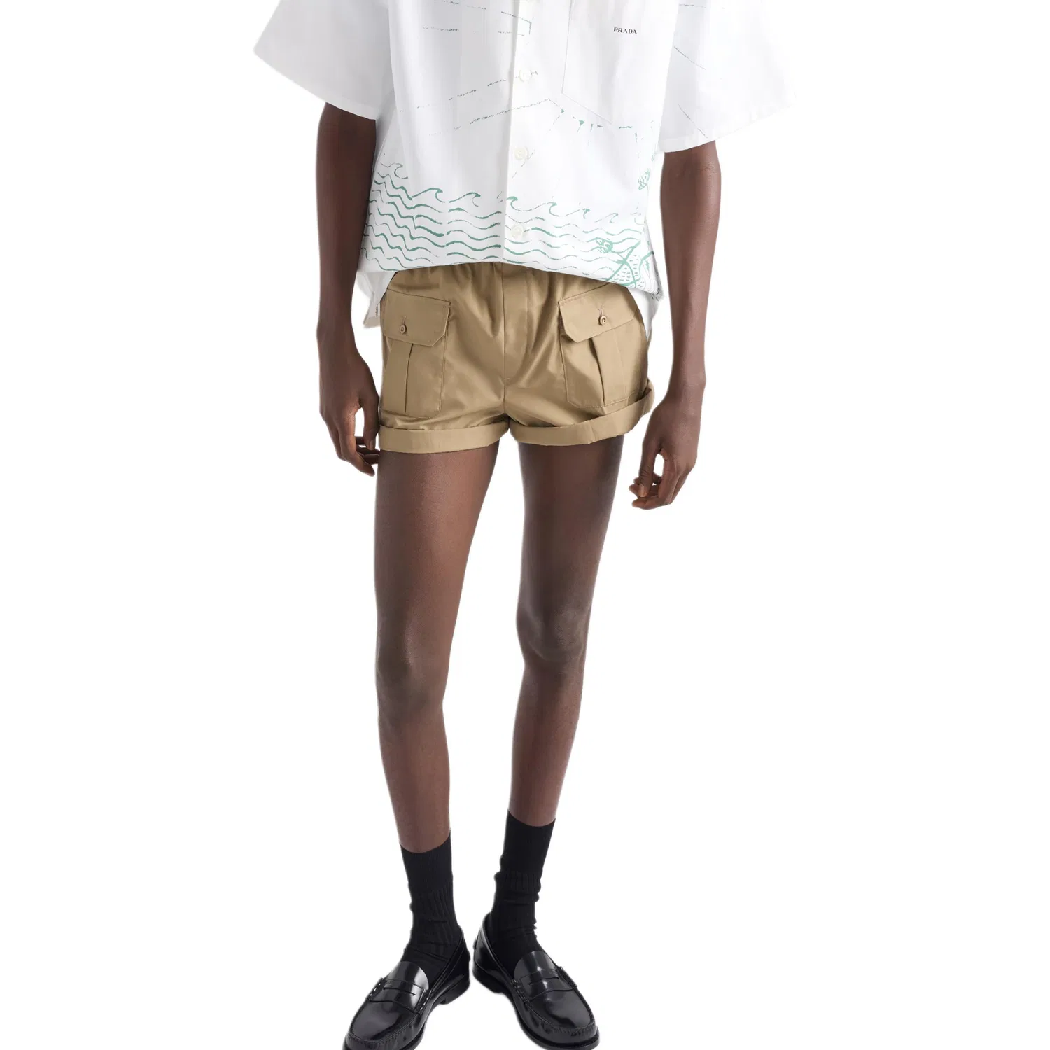 Карго шорты на резинке PRADA, Khaki — фото 3