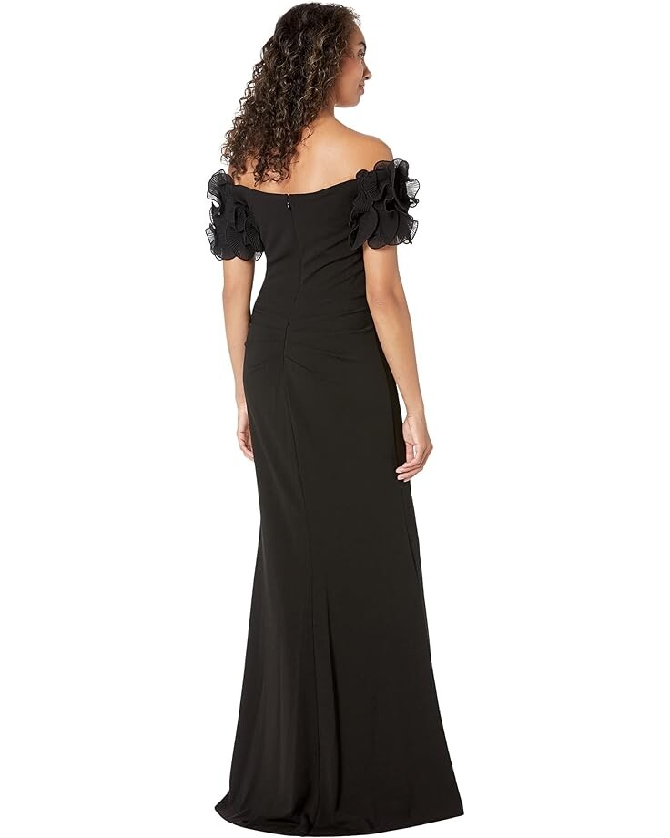 

Платье XSCAPE Long Scuba Crepe Off-the-Shoulder Wire Flower, черный