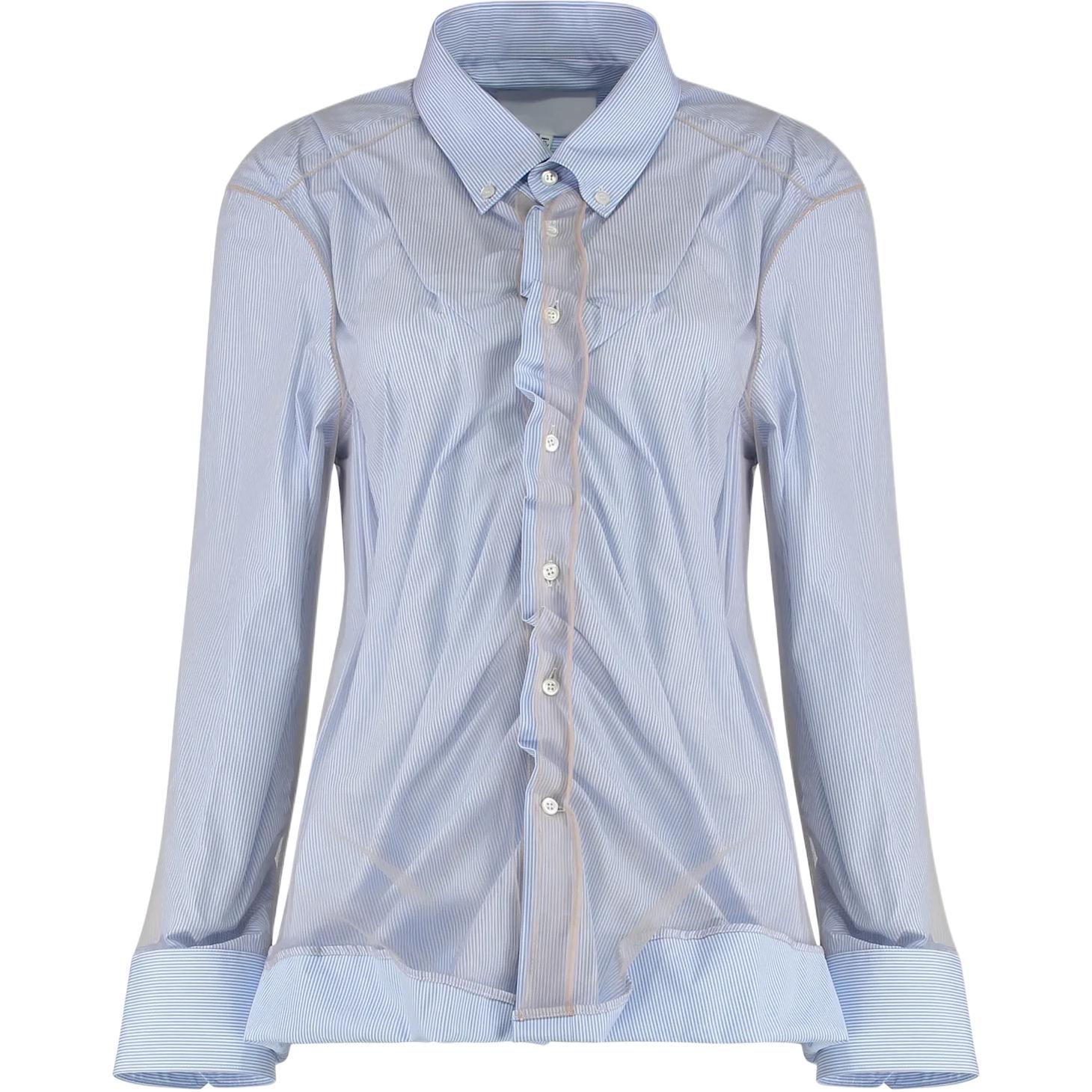 

Полосатая рубашка со сборками Maison Margiela, светлый синий