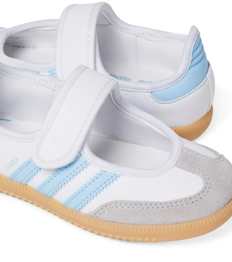 Замшевые балетки «Мэри Джейн» от Samba Adidas Originals Kids, белый — фото 4