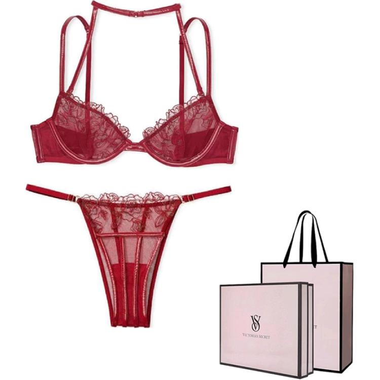 

Комплект нижнего белья женский красный Victoria's Secret, красный (Базовый комплект)