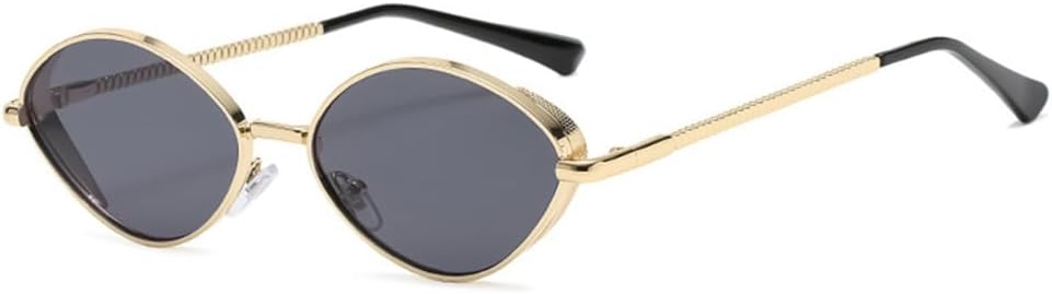 

Модные овальные солнцезащитные очки для женщин с дужками, украшенными ромбовидной нитью, в винтажной металлической оправе, солнцезащитные очки с защитой от УФ-излучения UV400 MTZJH, Gray