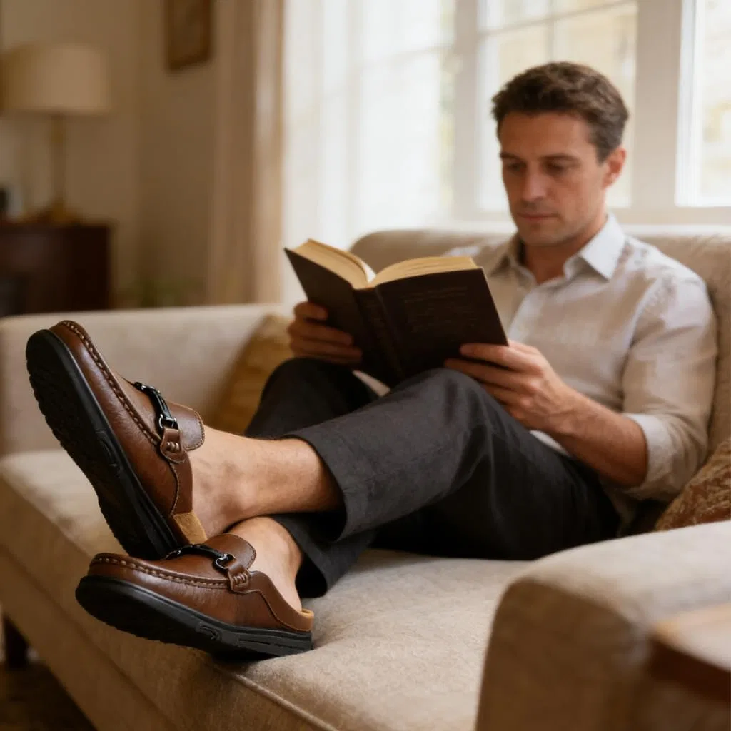 Мужские мюли из натуральной кожи, коричневый ZPLMIDE — фото 2