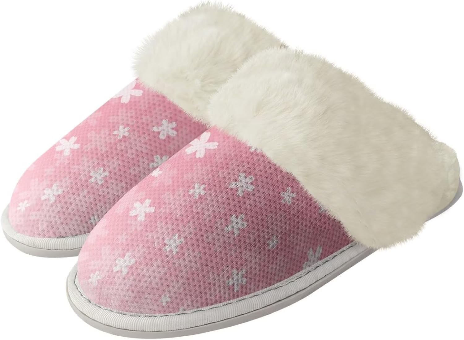 

Женские пушистые тапочки Мягкие плюшевые с закрытым носком Домашние тапочки Мокасины Мужские повседневные зимние теплые хлопковые домашние тапочки с нескользящей резиновой подошвой для спа и ванны Watdotory, белый