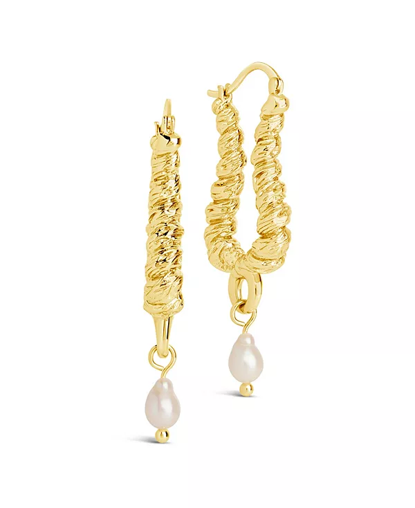 

Серьги-Кольца Sylvie с каплевидным культивированным пресноводным жемчугом золотистого или серебристого оттенка Sterling Forever, gold