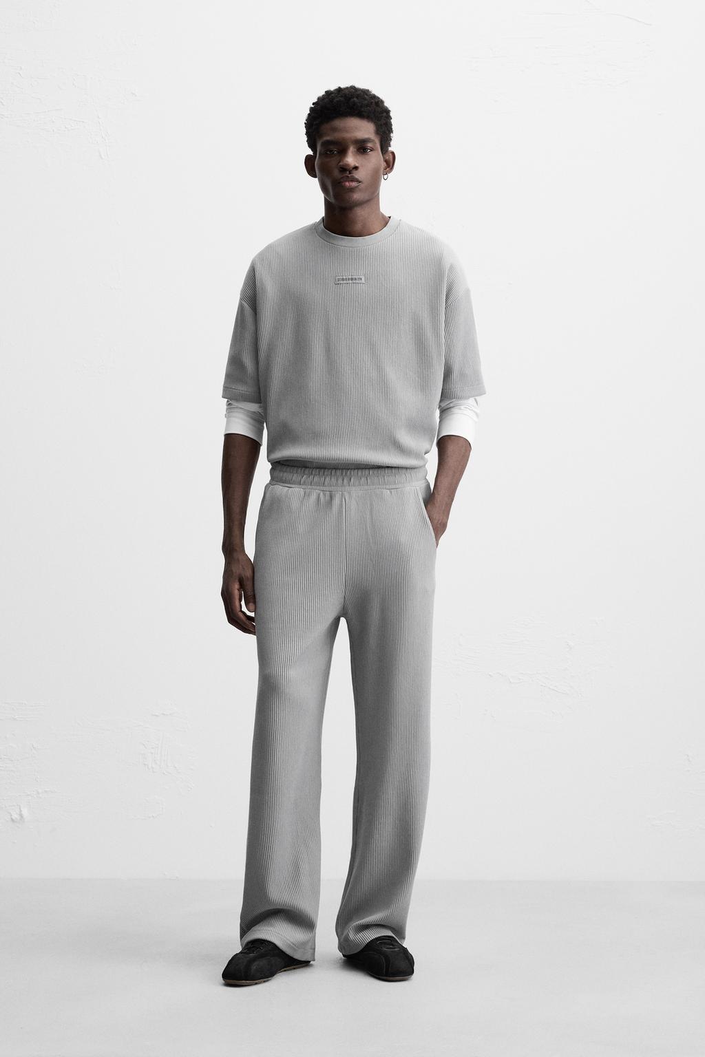 

Текстурированные брюки для бега трусцой ZARA, цвет Blue grey