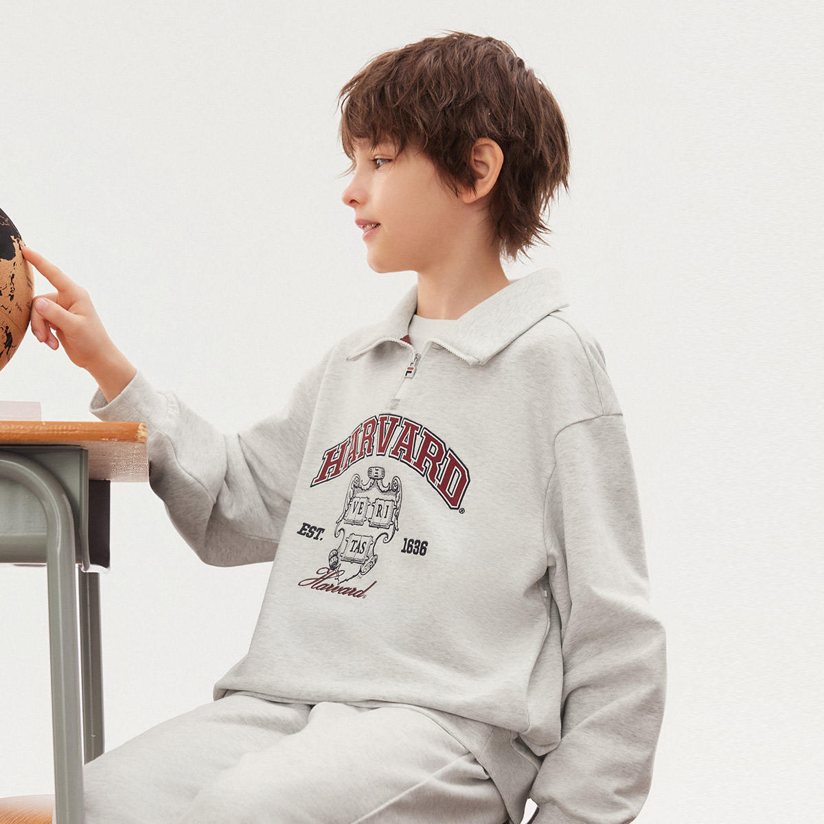 Детский свитшот Felice Kids' Light Stone Heather Gray FILA KIDS, серый — фото 3