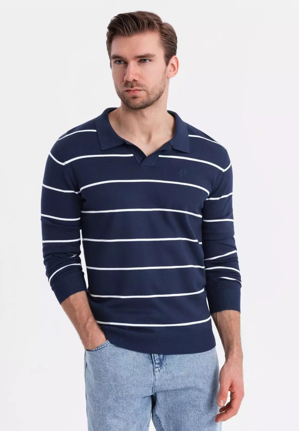 

Лонгслив WITH HORIZONTAL STRIPES - Polo shirt Ombre, темно-синий