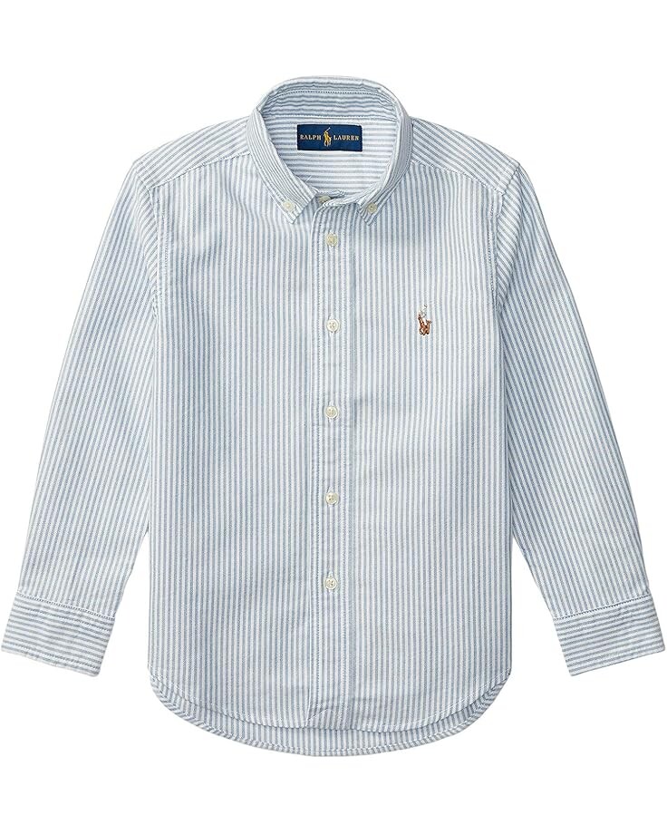 

Рубашка Polo Ralph Lauren Kids Striped Cotton Oxford Shirt, цвет Light Blue Stripe