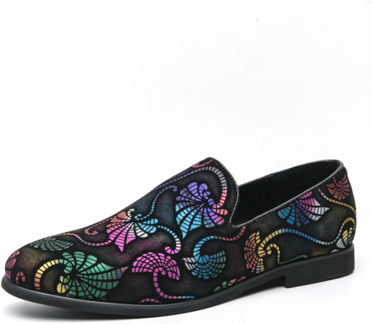 

Мужские винтажные сатиновые шелковистые туфли с цветочной вышивкой, без шнуровки, пенни-лоферы, легкие, с круглым носком, низкие, повседневные, смокинг-туфли для бизнес-кэжуал, вечеринки и выпускного Qwuieoin, Colorful