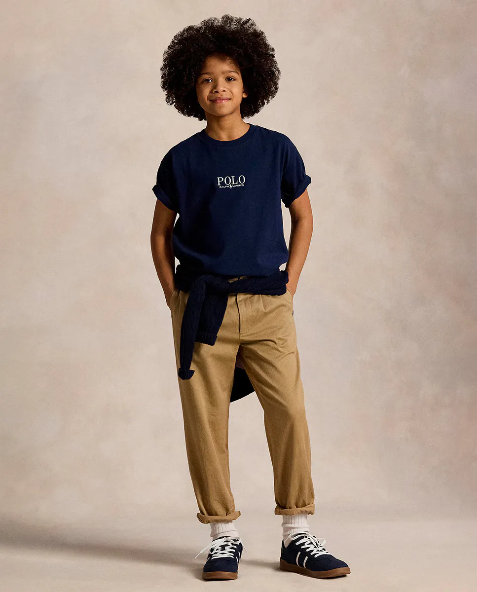 

Футболка из хлопка для мальчиков с логотипом Polo Ralph Lauren, тёмно-синий